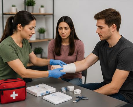 First Aid Training for an Arm Cut